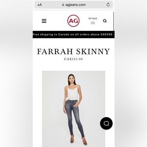 EUC Size 24 Farrah ankle skinny high rise AG Adriano Goldschmied.